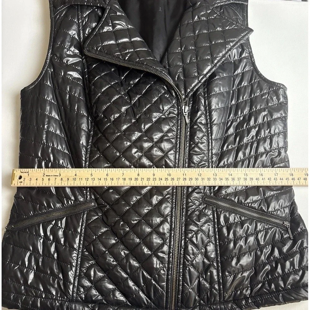Talbots Women's Size M Quilted Puffer Vest Black Pockets Zipper Whimsigoth‎ - Picture 5 of 8